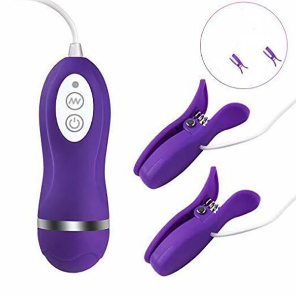 【Nipples & Bondage】Vibrating Nipple Clamps with Egg Massager for Women and Adjustable Bondage Restraint Strap for Couples - Lunarlulu