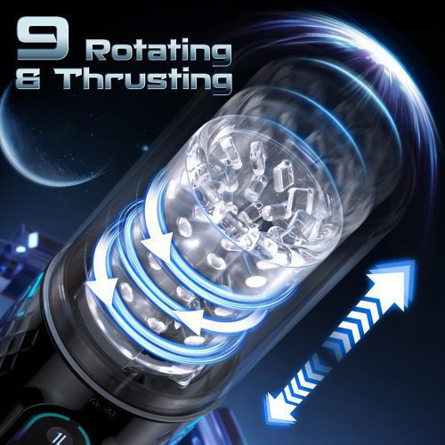 Masturbator||Thrusting Rotating Suction Male Masturbator with Moaning Sounds – 9 Modes, Removable Sleeve, Textured Interior, Includes Headphones - Lunarlulu