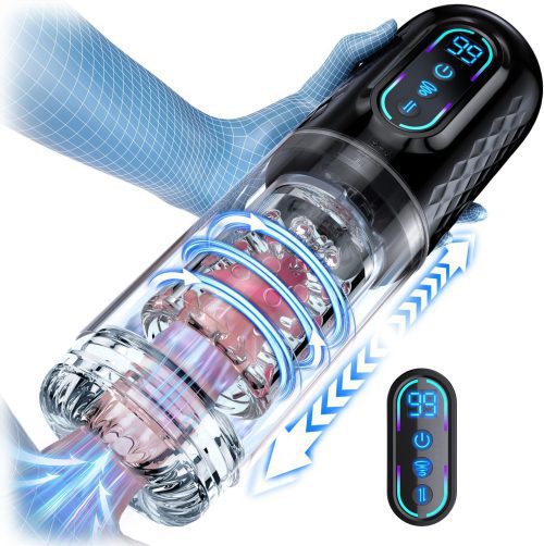 Masturbator||Thrusting Rotating Suction Male Masturbator with Moaning Sounds – 9 Modes, Removable Sleeve, Textured Interior, Includes Headphones - Lunarlulu
