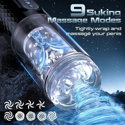 Masturbator||Thrusting Rotating Suction Male Masturbator with Moaning Sounds – 9 Modes, Removable Sleeve, Textured Interior, Includes Headphones - Lunarlulu