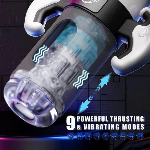 【Masturbator】Double-handed fully automatic masturbation aircraft cup telescopic vibration penis massager male masturbation sex toy - Lunarlulu