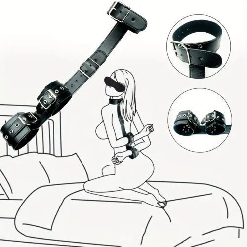 Bondage||Bondage Collar with Locking Handcuffs – Behind-the-Back Restraint Set for Alternative BDSM Play - Lunarlulu