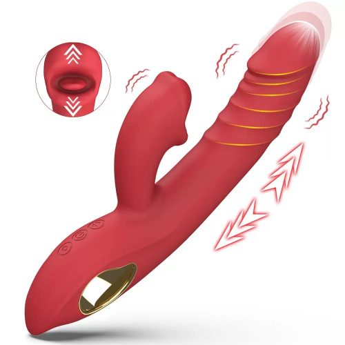 4 In 1 Thrusting & Licking Biting G-spot Vibrator Tongue Clitoral Stimulator - Lunarlulu-lulu dolls
