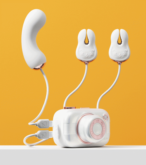 【Vibrator】Camera Sucking Toy White - Lunarlulu