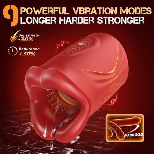 【Masturbator】App-Controlled Male Masturbator Cup – Realistic Lip Grip with 9 Vibration Modes - Lunarlulu
