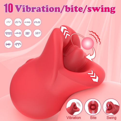 【Vibrator】10-Mode Oral Licking & Biting Vibrator – Rotating Tongue Stimulator - Lunarlulu
