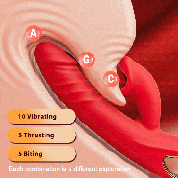 4 In 1 Thrusting & Licking Biting G-spot Vibrator Tongue Clitoral Stimulator - Lunarlulu-lulu dolls